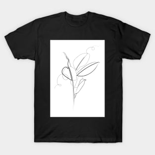 Rubber Plant Tree Line Drawing T-Shirt